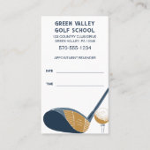 Carte De Visite Golf School Golf Lesson Tee Time Reminder (Devant)