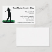 Carte De Visite Golf Swing Silhouette Golf Pro Country Club (Devant / Derrière)