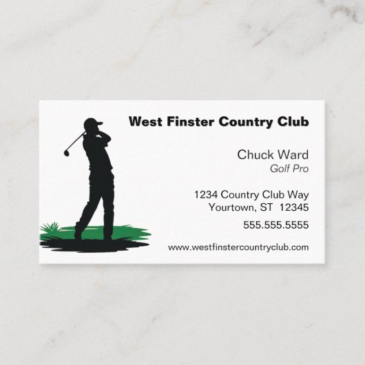 Carte De Visite Golf Swing Silhouette Golf Pro Country Club (Devant)