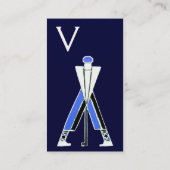 CARTE DE VISITE GOLFER BLEU STYLISÉ, MONOGRAMME D'INSTRUCTEUR DE G (Dos)