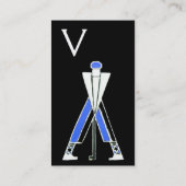 CARTE DE VISITE GOLFER BLEU STYLISÉ, MONOGRAMME D'INSTRUCTEUR DE G (Dos)