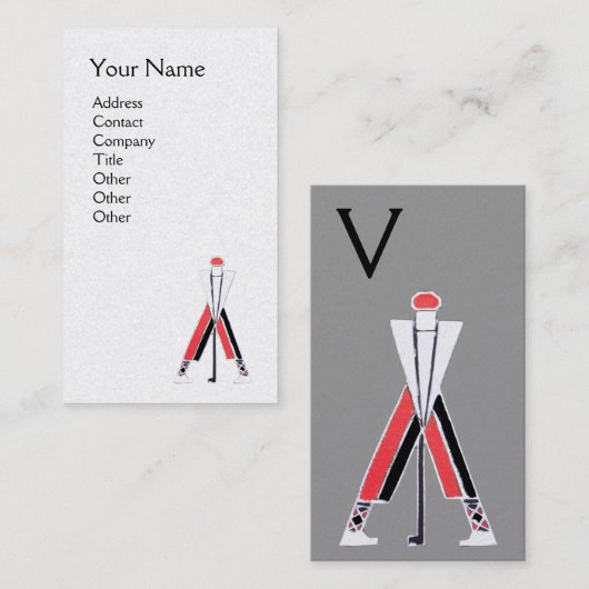 CARTE DE VISITE GOLFER ROUGE BLANC, INSTRUCTEUR DE GOLF MONOGRAM P (Devant / Derrière)