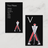 CARTE DE VISITE GOLFER ROUGE NOIR STYLISÉ, MONOGRAMME D'INSTRUCTEU (Devant / Derrière)