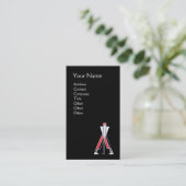 CARTE DE VISITE GOLFER ROUGE NOIR STYLISÉ, MONOGRAMME D'INSTRUCTEU (Debout devant)