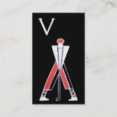 CARTE DE VISITE GOLFER ROUGE NOIR STYLISÉ, MONOGRAMME D'INSTRUCTEU (Dos)