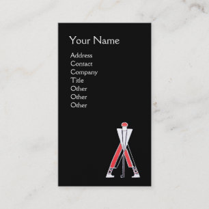 CARTE DE VISITE GOLFER ROUGE NOIR STYLISÉ, MONOGRAMME D'INSTRUCTEU