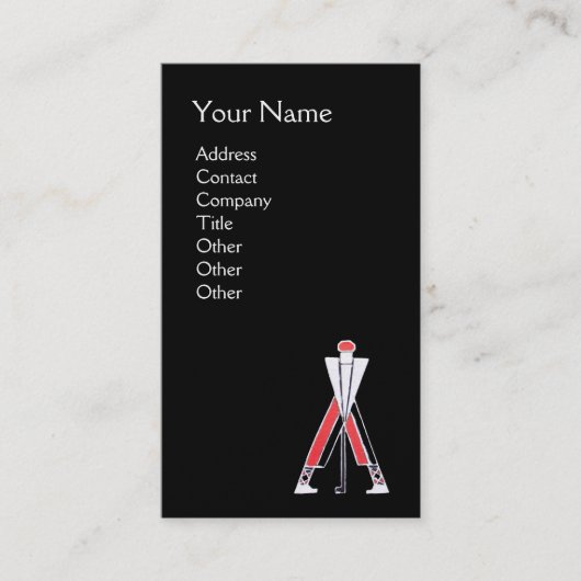 CARTE DE VISITE GOLFER ROUGE NOIR STYLISÉ, MONOGRAMME D'INSTRUCTEU (Devant)