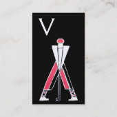 CARTE DE VISITE GOLFER ROUGE NOIR STYLISÉ, MONOGRAMME D'INSTRUCTEU (Dos)