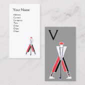 CARTE DE VISITE GOLFER ROUGE STYLISÉ, INSTRUCTEUR DE GOLF MONOGRAM (Devant / Derrière)