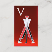 CARTE DE VISITE GOLFER ROUGE STYLISÉ, MONOGRAMME D'INSTRUCTEUR DE  (Dos)