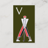 CARTE DE VISITE GOLFER VERT ROUGE STYLISÉ, MONOGRAMME D'INSTRUCTEU (Dos)