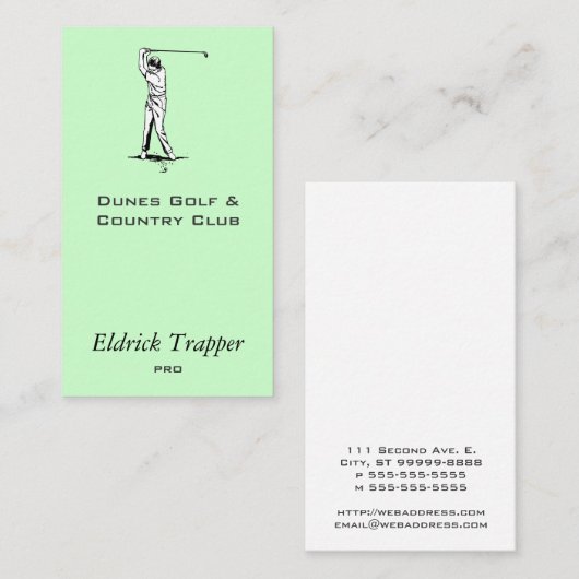 Carte De Visite Golfeur (Devant / Derrière)