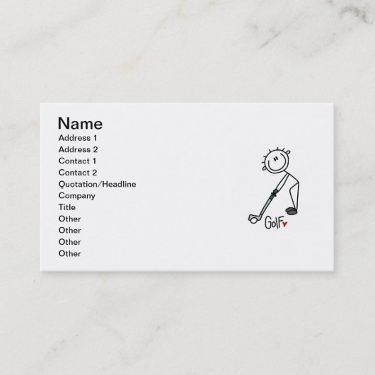 Carte De Visite Golfeur simple à bâtonnets (Devant)