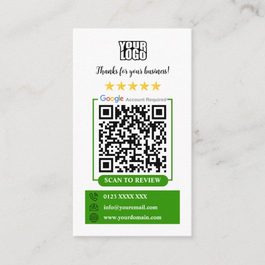 Carte De Visite Google Avis (Devant)