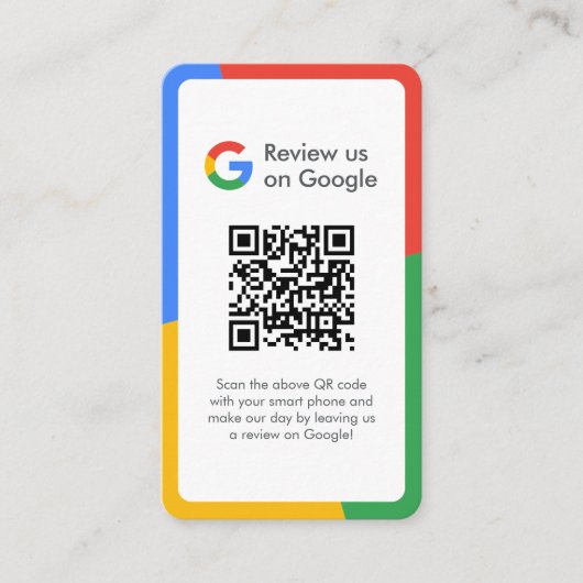 Carte De Visite Google Avis | Business Review Link QR Code (Devant)