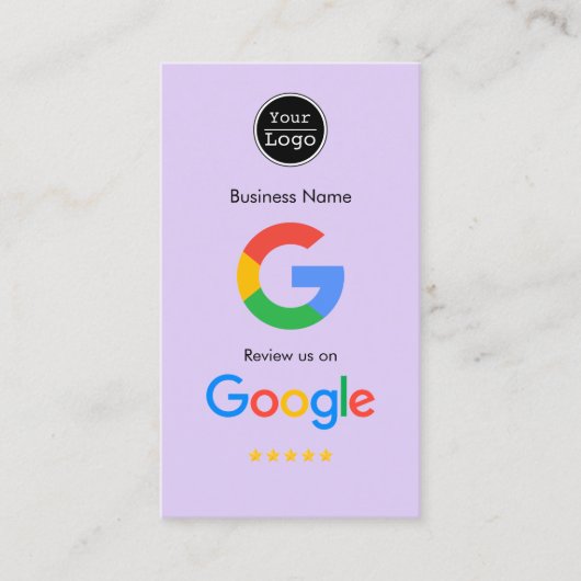 Carte De Visite Google Avis | Business Review Link QR Code (Devant)