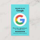 Carte De Visite Google Avis | Business Review Turquoise QR Code (Dos)