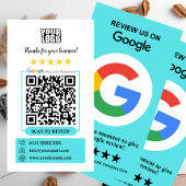 Carte De Visite Google Avis | Business Review Turquoise QR Code