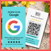 Carte De Visite Google Avis | Business Review Turquoise QR Code