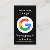 Carte De Visite Google Avis | Business Review Us Black QR Code (Dos)