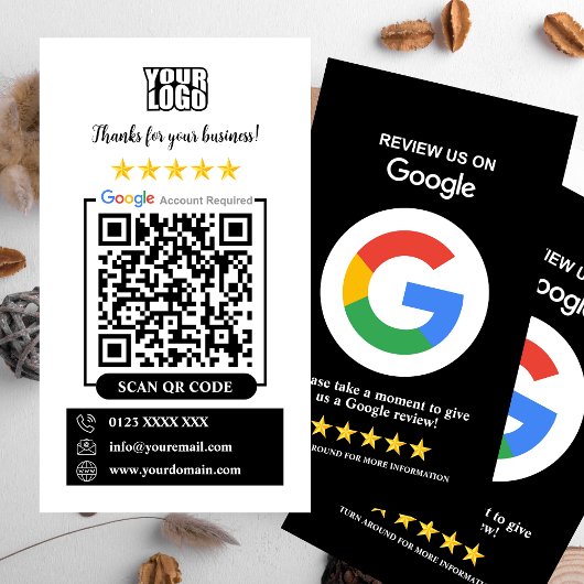 Carte De Visite Google Avis | Business Review Us Black QR Code