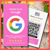 Carte De Visite Google Avis | Business Review Us Pink QR Code
