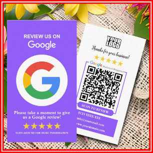 Carte De Visite Google Avis Business Review Us Purple QR Code