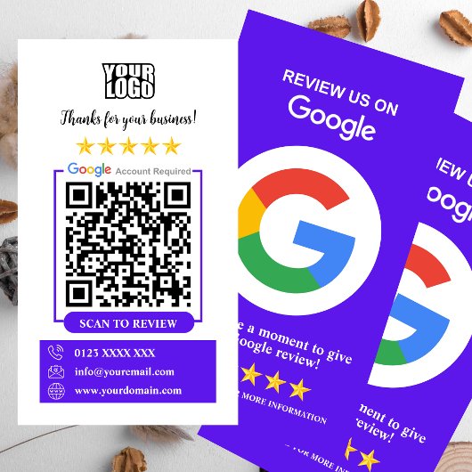 Carte De Visite Google Avis | Business Review Us Violet QR Code
