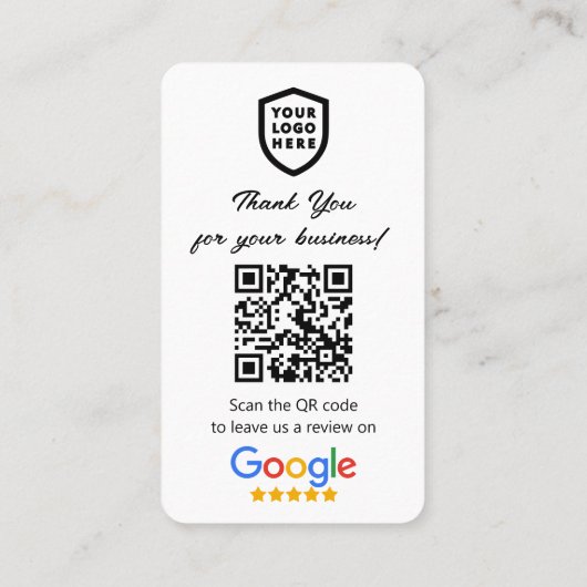 Carte De Visite Google Avis | Business Review Us White QR Code (Dos)