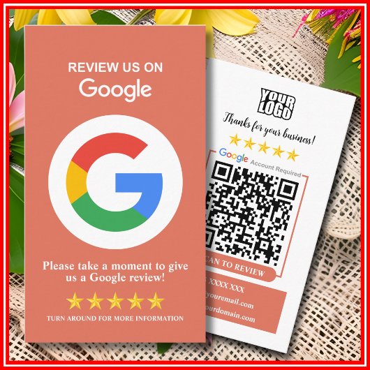 Carte De Visite Google Avis | Laisser un avis Terracotta QR Code