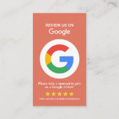 Carte De Visite Google Avis | Laisser un avis Terracotta QR Code (Dos)