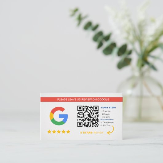 Carte De Visite Google Avis | Merci de code QR professionnel (Debout devant)