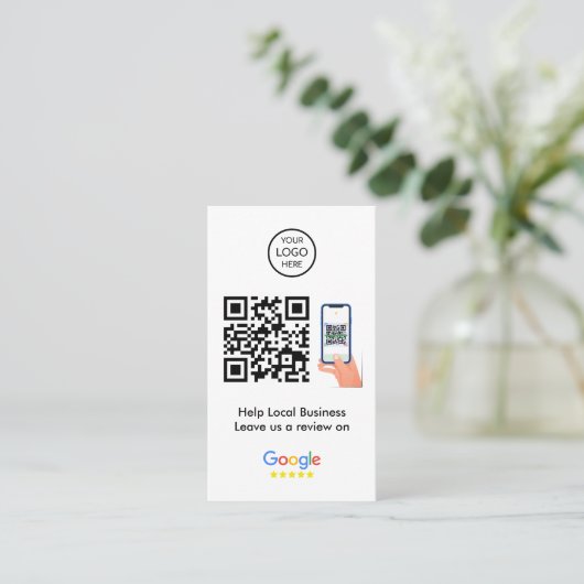 Carte De Visite Google Avis | Profil d'entreprise Code QR (Debout devant)