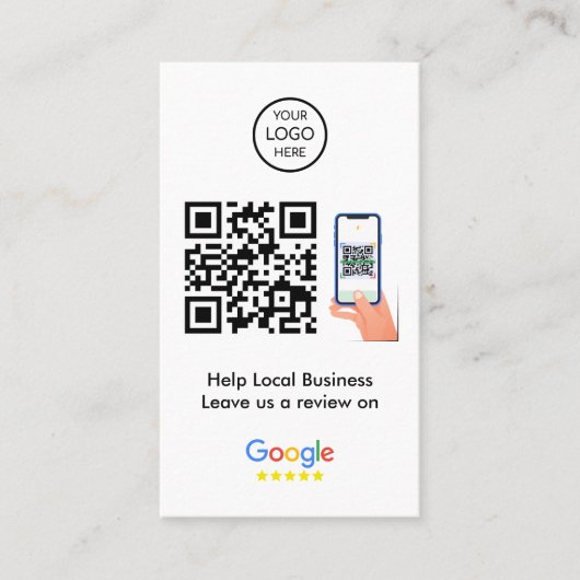 Carte De Visite Google Avis | Profil d'entreprise Code QR (Devant)