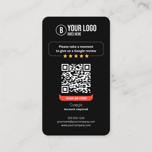 Carte De Visite Google Avis QR Code Note Mon entreprise 5 étoiles (Devant)