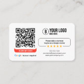 Carte De Visite Google Avis QR Code Note Mon entreprise 5 étoiles (Devant)