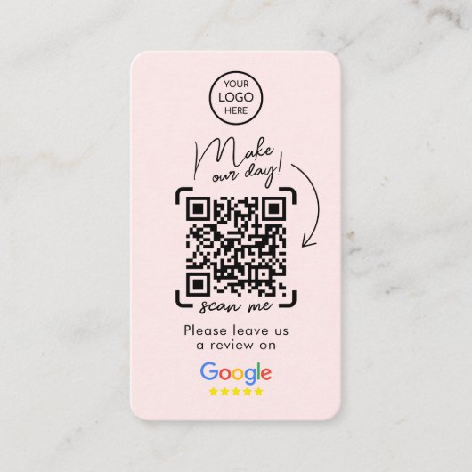 Carte De Visite Google Avis | Revue de l'entreprise | Code QR (Devant)