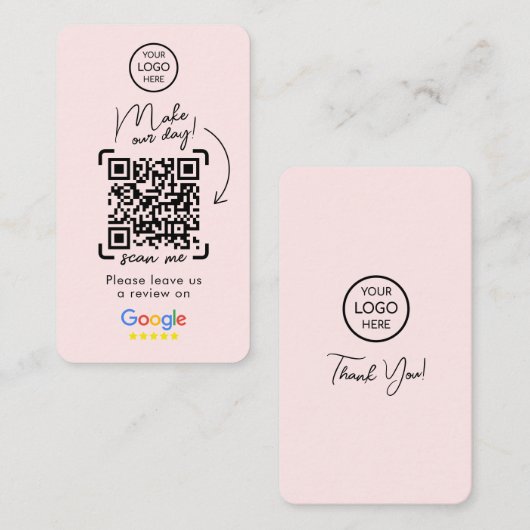 Carte De Visite Google Avis | Revue de l'entreprise | Code QR (Devant / Derrière)