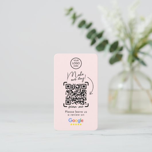 Carte De Visite Google Avis | Revue de l'entreprise | Code QR (Debout devant)