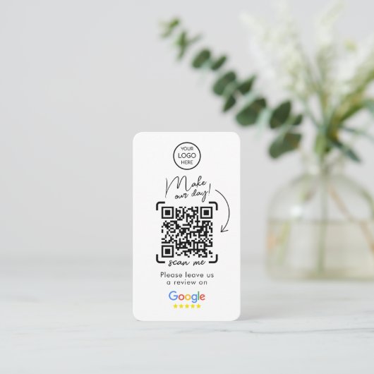 Carte De Visite Google Avis | Revue de l'entreprise | QR Code Busi (Debout devant)