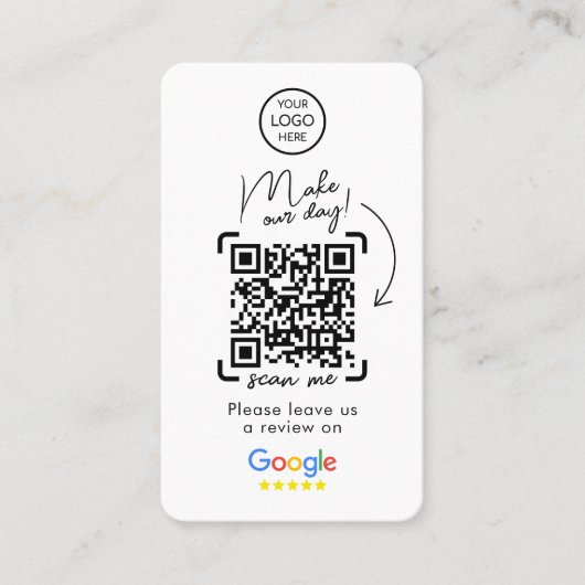 Carte De Visite Google Avis | Revue de l'entreprise | QR Code Busi (Devant)