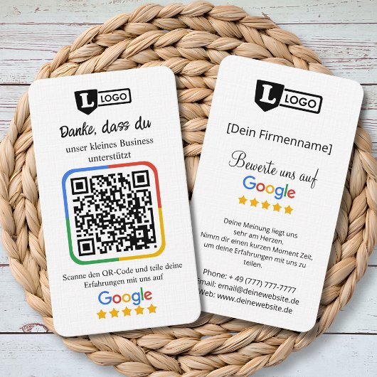 Carte De Visite Google Bewertungskarte mit QR code