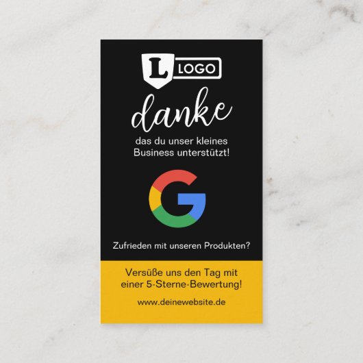 Carte De Visite Google Bewertungskarte mit QR code (Dos)
