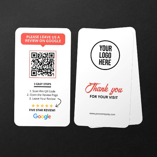 Carte De Visite Google blanc Commentaires QR Code Business Review