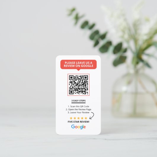 Carte De Visite Google blanc Commentaires QR Code Business Review (Debout devant)
