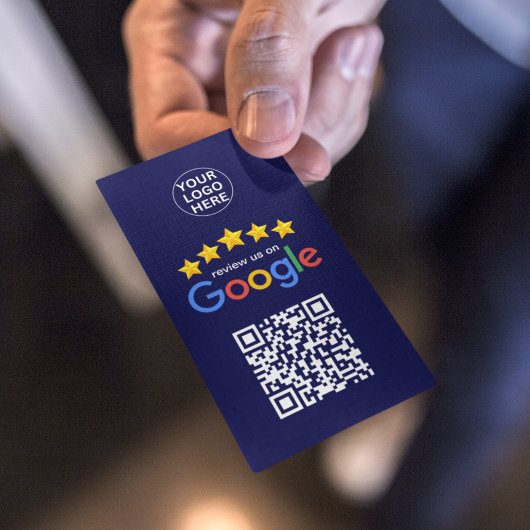 Carte De Visite Google Business Avis 5 étoiles Qr Code Marine Bleu