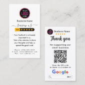Carte De Visite Google Critiques Avec Merci Et Code QR (Devant / Derrière)