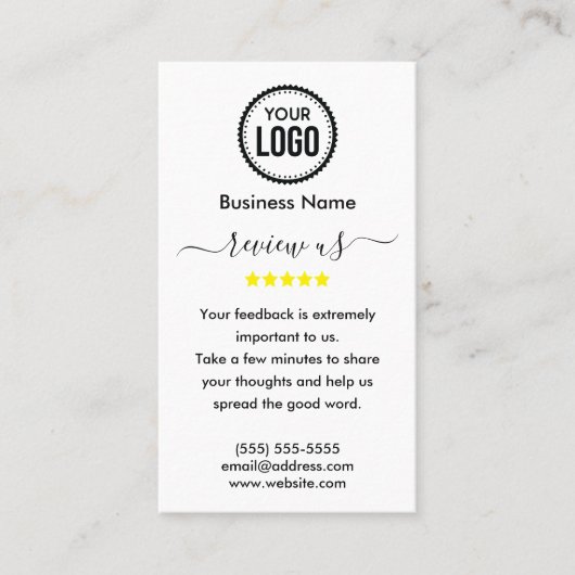 Carte De Visite Google Critiques Avec Merci Et Code QR (Devant)