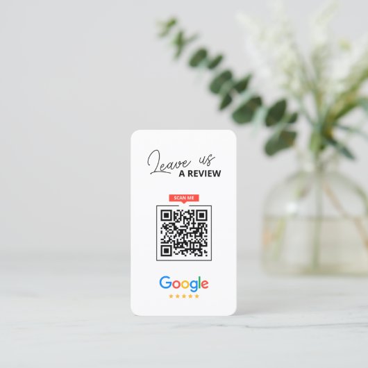 Carte De Visite Google Laissez-nous examiner QR Code Merci d'entre (Debout devant)