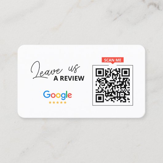Carte De Visite Google Laissez-nous examiner QR Code Merci d'entre (Devant)